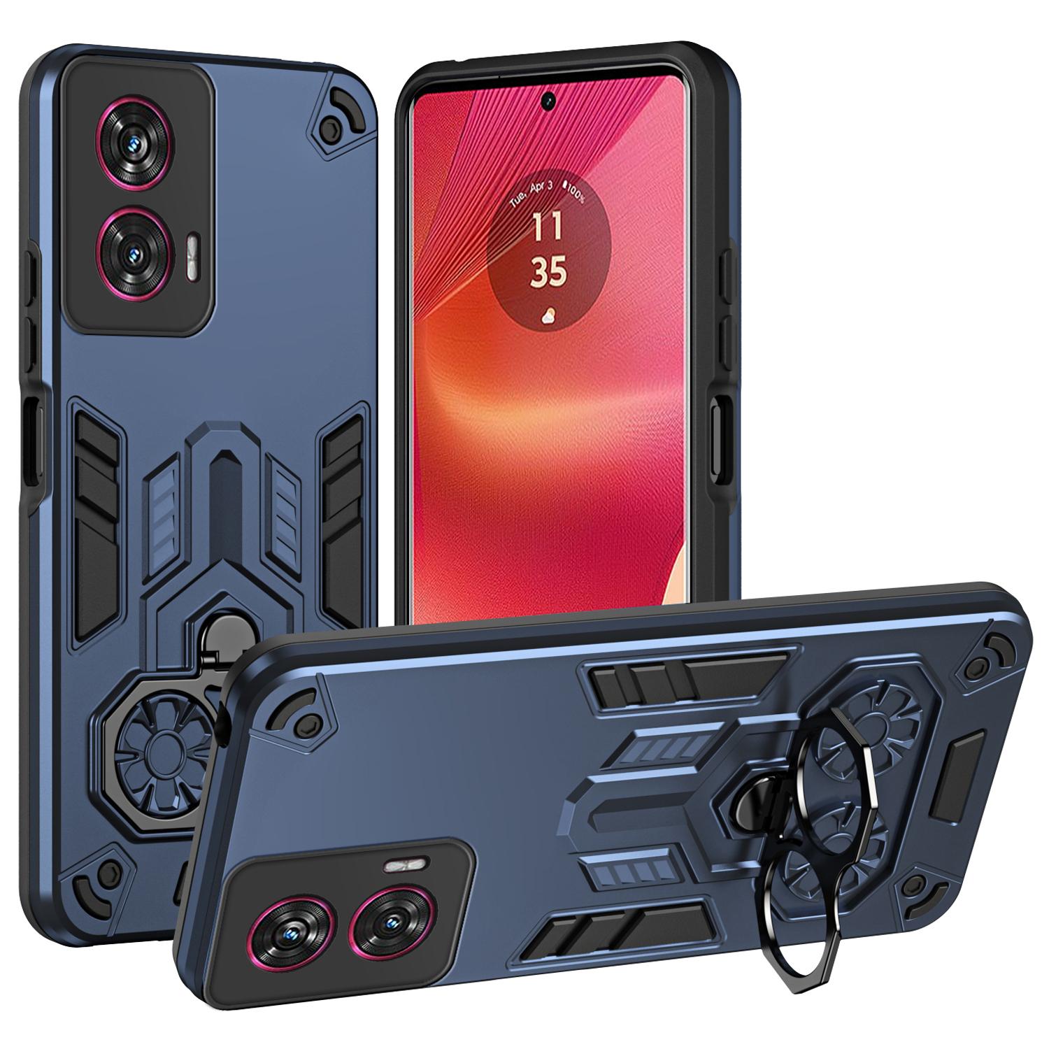 

For Motorola Edge 50 Fusion 5G Case Ring Holder Kickstand PC + TPU Shockproof Phone Cover A