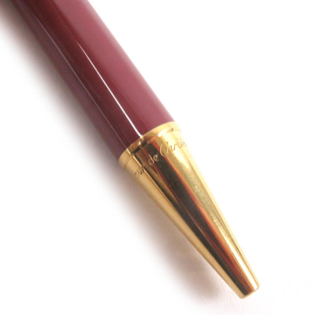 Great Cartier Ballpoint Pen Must De Cartier Logo Twist Style Bordeaux Gold Mens Used