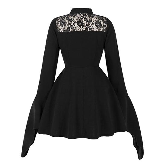 European and American Fashion Women's Clothing Heavy Industry Embroidery Lace Splicing Bow Bat Sleeve Dress Waist Women's Short Skirt