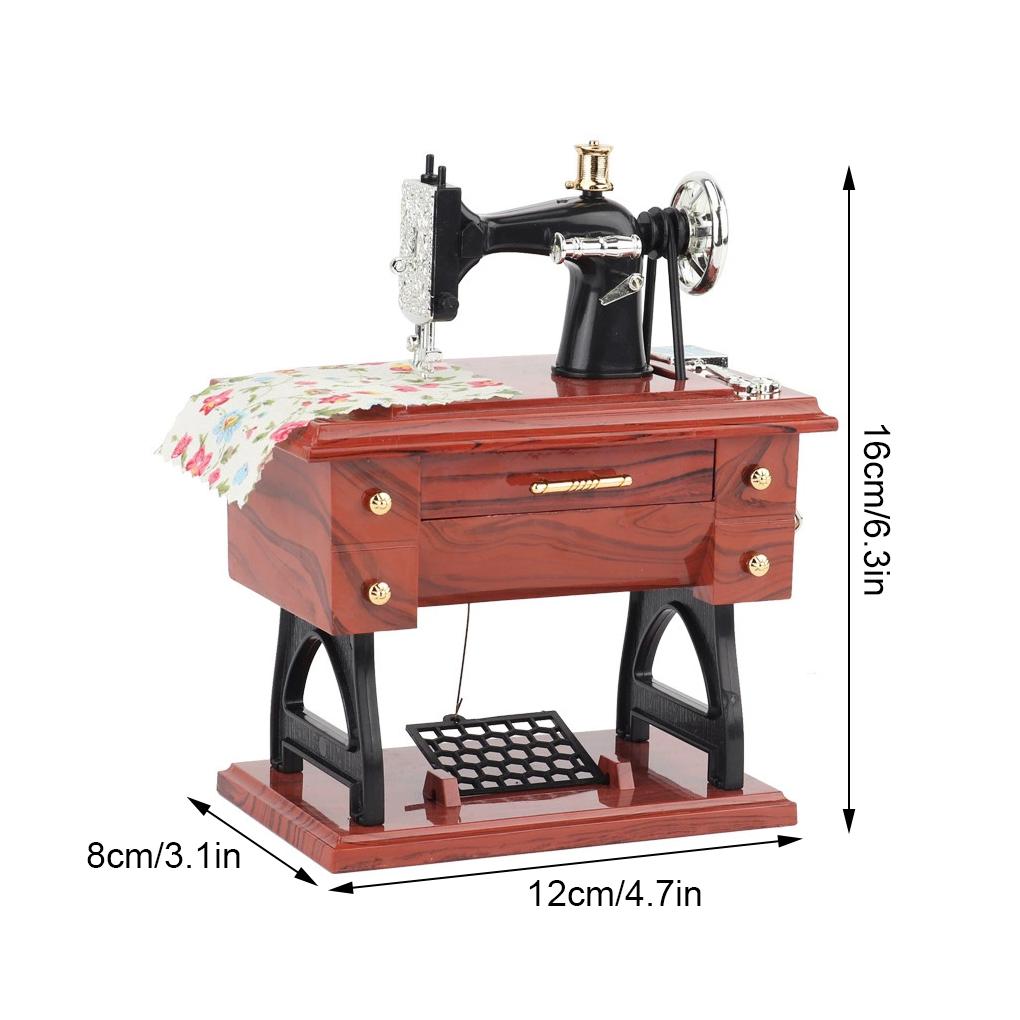 Vintage Sewing Machine Music Box Home Desktop Decoration Bedroom Living Room Small Ornament Sewing Machine Model