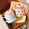 Cream Cake Mug Ceramic Water Cup with Lid Cup Cute Cartoon Girl Good-looking Bestie Birthday Gift