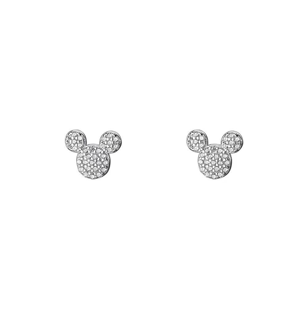 Beixi Sterling Silver Mickey Mouse Diamond Earrings for Women - Light Luxury, Cute, and Fresh Design