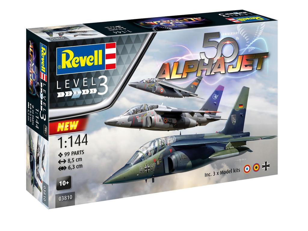 German Revell 1/144 Alpha Jet 50th Anniversary Set of 3 Plastic Model Kits 03810