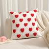 Valentines Day Throw Pillowcase 3D Heart Embroidery Short Plush Luster 45*45cm Hidden Zipper Closure Pillow