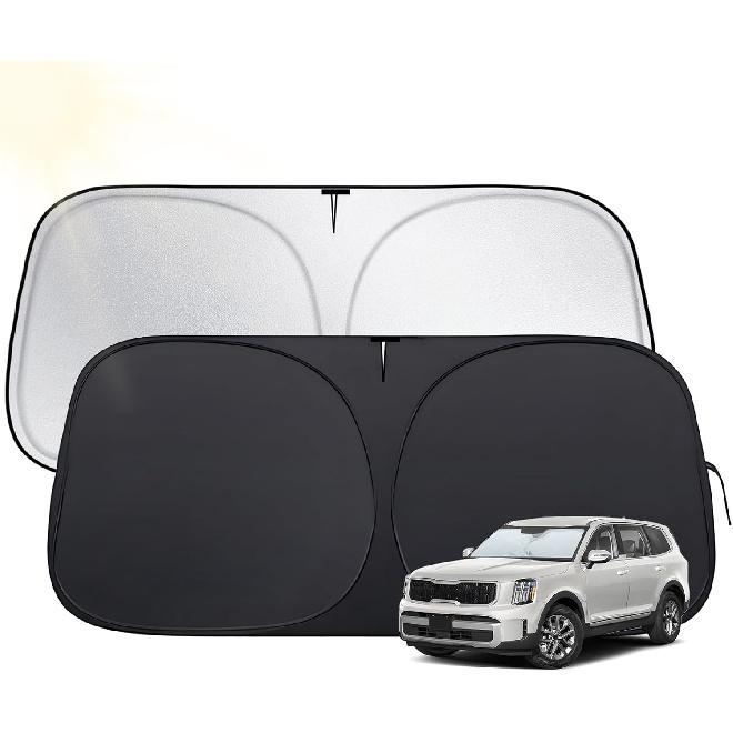Windshield Sun Shade for Toyota Tacoma 2016-2025,  Fit Car Sun Shades with 420D Fabric & Foldable Memory Steel Wire, Sunshade for Car Windshield