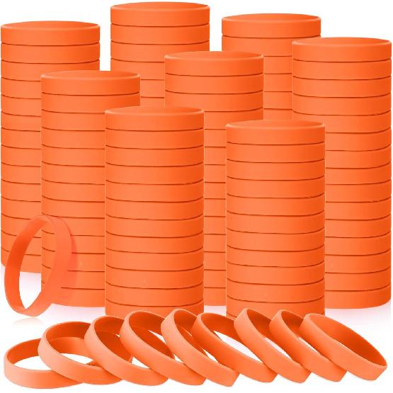Liliful 50 шт. Однотонные силиконовые резиновые браслеты Эластичные резиновые браслеты на запястье Пустые цветные браслеты Спортивные браслеты для эластичного браслета на запястье Браслеты на запястье для оранжевый
