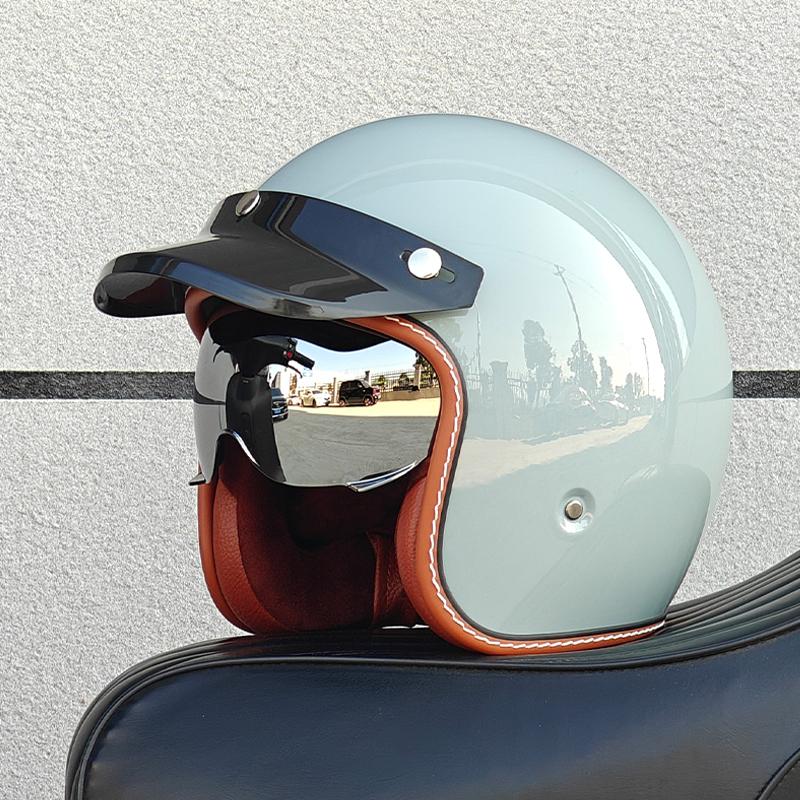 ORZ NEW adult motorcycle helmet retro cruise 3/4 motorcycle half helmet with sun visor DOT approved