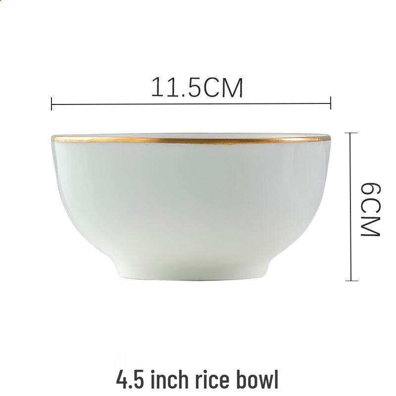 Jingdezhen Nordic Style Gold Rim Ceramic Rice Bowl Set