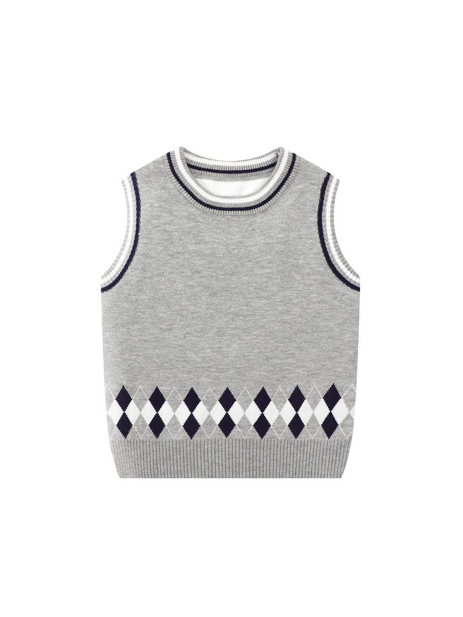 

2025 Мальчики мультяшный вязаный свитер жилет - Корейский университетский стиль для весны и осени 130 cm