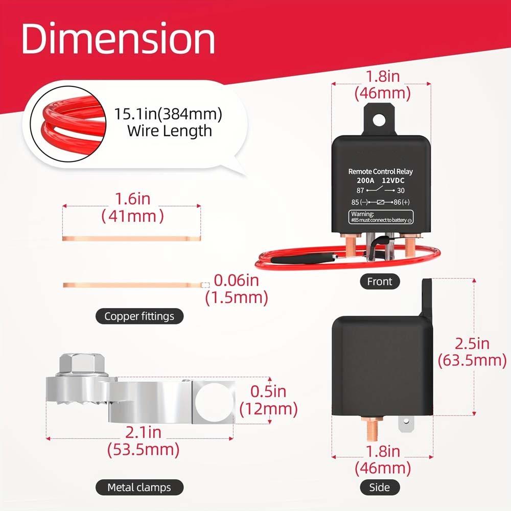 Heavy-Duty Sturdy Reliable Anti-Theft 12V 200A Anti-Theft Remote Kill Switch Kit