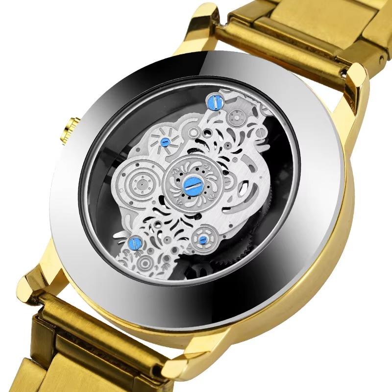 L45 Casual Men watch double-sided transparent hollow waterproof luminous quartz watchbusiness clock gift watches for man