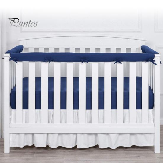 Baby Crib Bumper Pads 3 Pcs Bumper, Soft Cotton Breathable Sleep Barrier Child Safety Strip for Toddlers, Liner Edge Protector with Adjustable