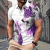 Trendy geometric pattern short-sleeve polo shirt, perfect for casual daily wear.