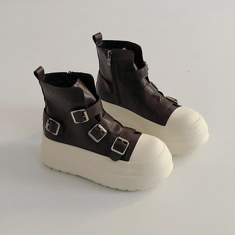 

Ремонт кожи толстая подошва увеличивающая рост туфли женские 2025 весна и осень модные универсальные и удобные туфли-одинарки с ремешком и пряжкой повседневные т 40 темно-коричневого