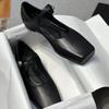 Leather French niche square head flat bottom one-word buckle with Mary Jane single shoes women's 2025 spring new ballet shoes