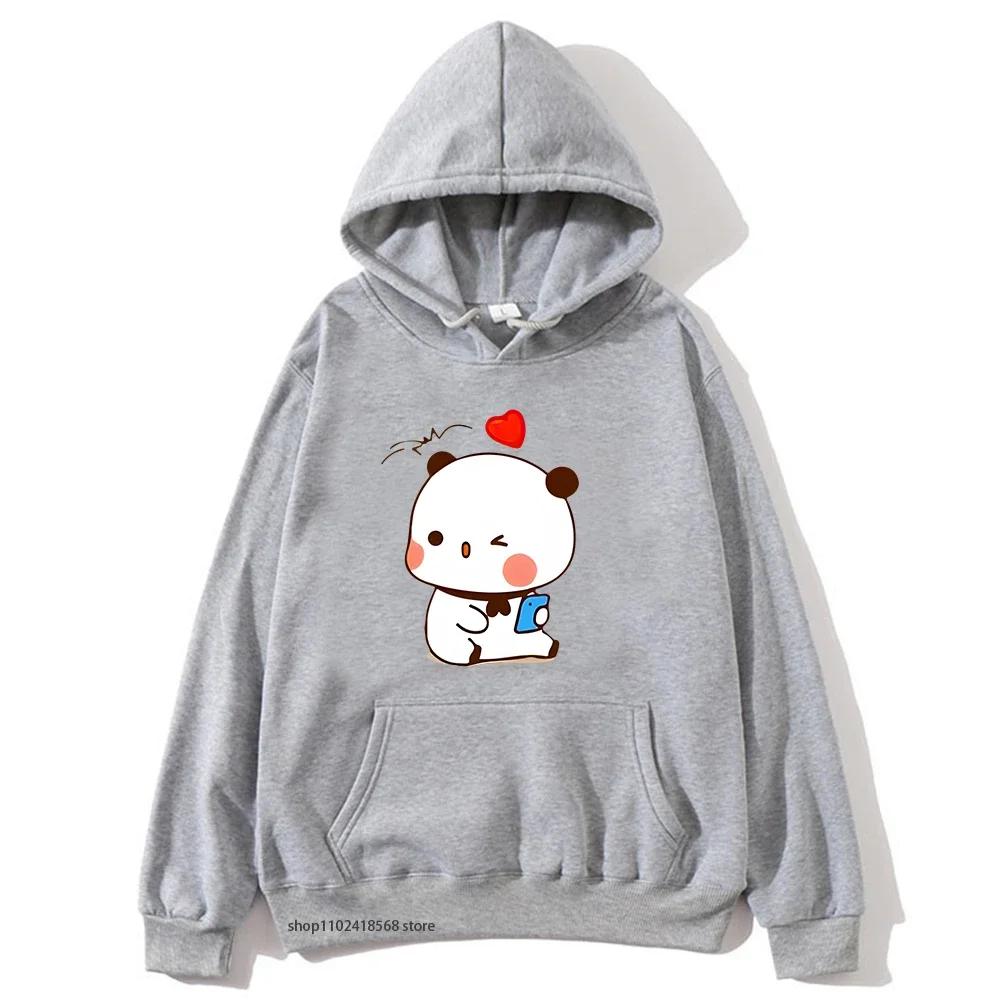 Cute Dudu and Bubu Hoodies Panda and Brownie Bear Couple Sweatshirt Men Women Clothes Kawaii Style Top