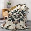 1pc Bohemian Mandala Print Flannel Blanket, Soft Knitted Polyester Throw for Bed, Sofa, Office, Camping, All-Season, Retro Mid-C