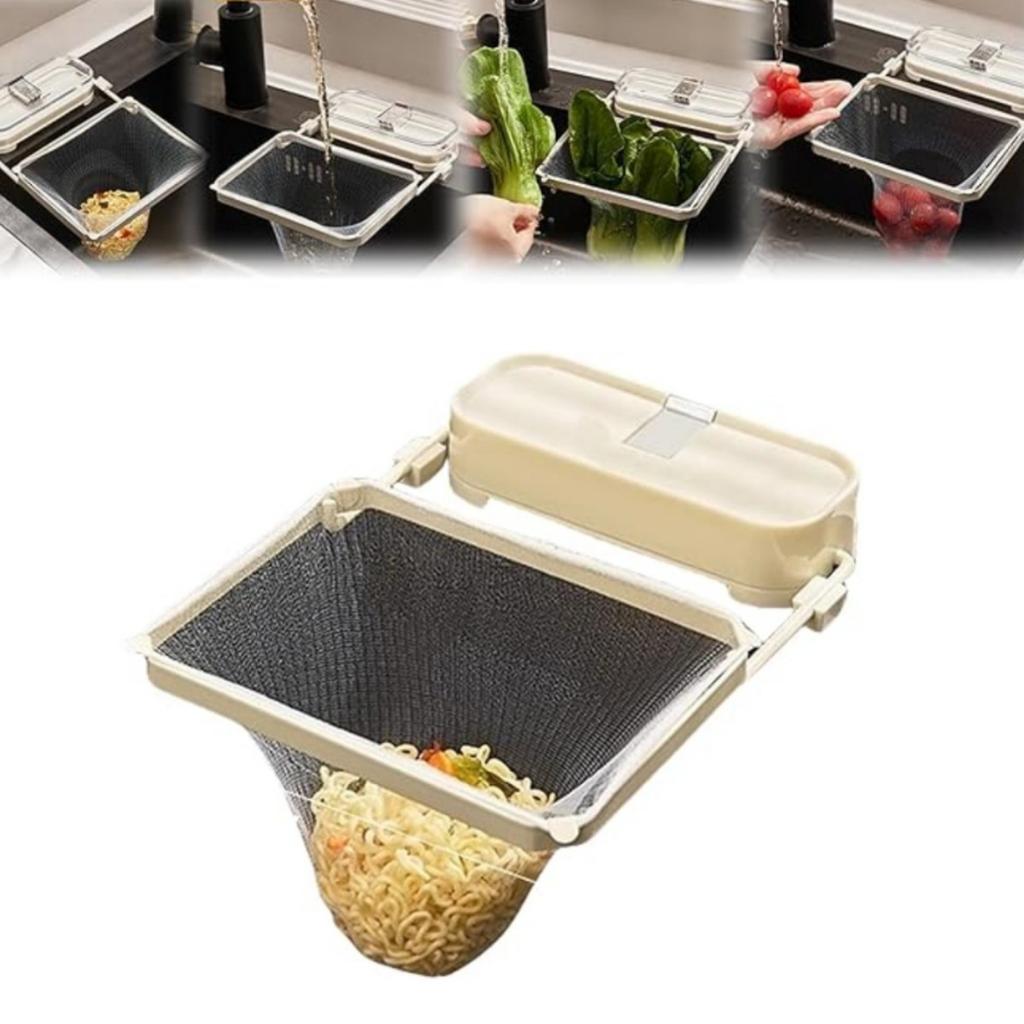 Sink Drainer Suction Cup Sink Strainer Reusable Sink Drain Strainer for Kitchen Food Waste with 50 Pcs Disposable Mesh Bags Foldable Multifunctional
