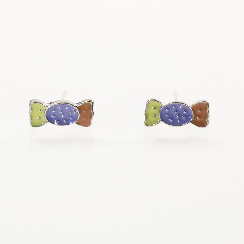 

Silver Needle Small Colored Candy Stud Earrings Women s Earrings Niche Design Dongdaemun Cartoon Earrings срібний