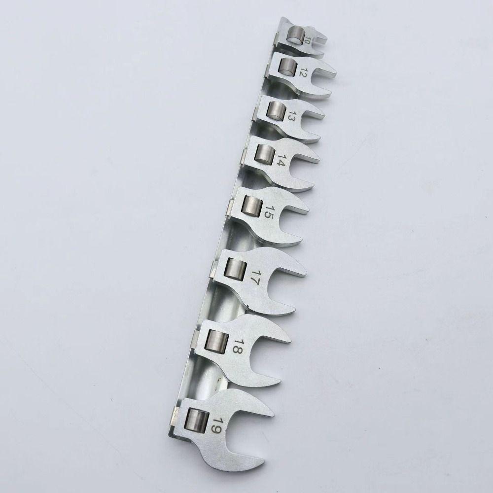 

8Pcs Replaceable Drive Crowfoot Wrench 10 To 19mm L-shaped Wrench Portable Ratchet Wrench Metric
