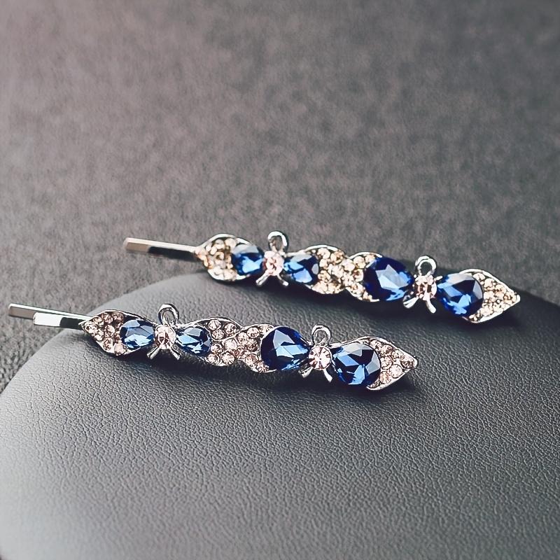 Stylish Minimalist Single Prong Crystal Frog Clip Elegant Side Hairpin Rhinestone Headpiece Women's Hairstyle Accessory for Festivals, Weddings, Parti