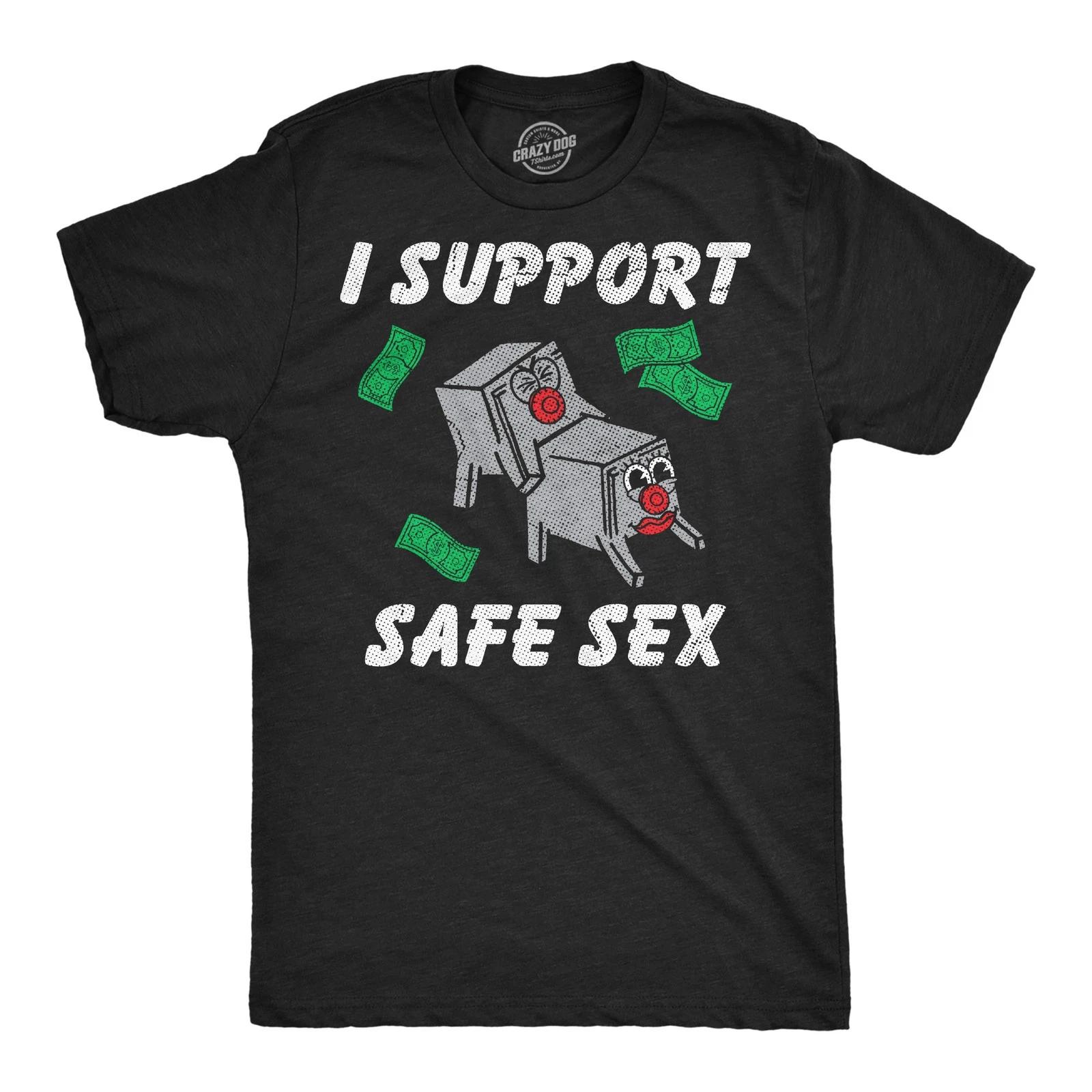 Mens Funny T Shirts I Support Safe Sex Sarcastic Graphic Novelty Tee for Men M