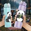 1PC Sitting Panda Bear Cute Animal Print 750ml Color Plastic Sports Water Bottle Leakproof Flip Straw Lid Suitable for Sports Office Home Use