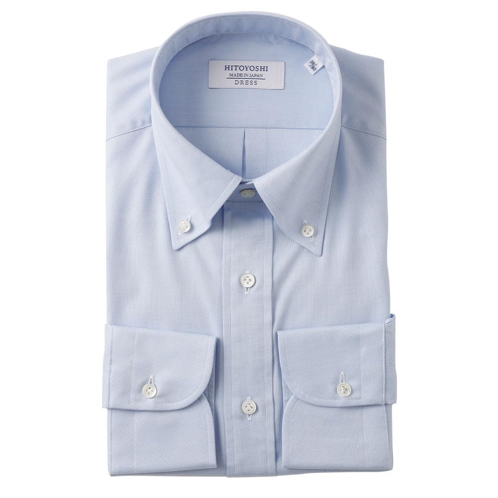 

HITOYOSHI Long Sleeve Dress Size 6 Royal Cotton Men s Shirt, SHB, (Button-Down/Blue Oxford/Sizes 39-82), 100%