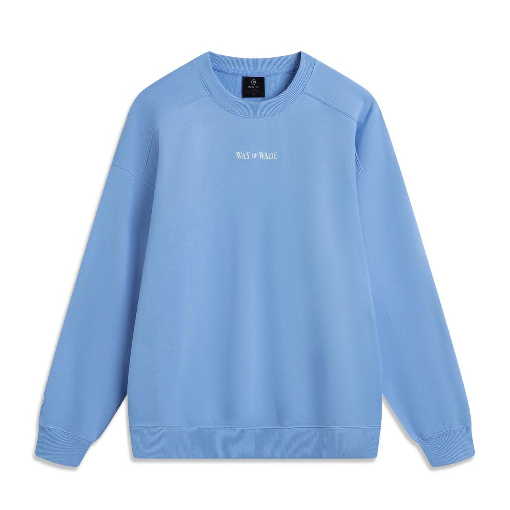 Li Ning Wade Series Letter Round Neck Breathable Versatile Loose Sweatshirt Men sweatshirt Sky-Blue AWDV049-6