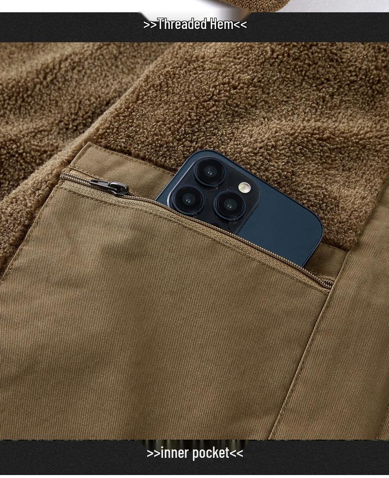 Chaqueta de piloto de la Fuerza Aérea de Alta Gama para Hombre: Terciopelo Forrado de Invierno, Algodón Puro, Corte Holgado, Ropa de Abrigo con Solapa para Personas de Mediana Edad.