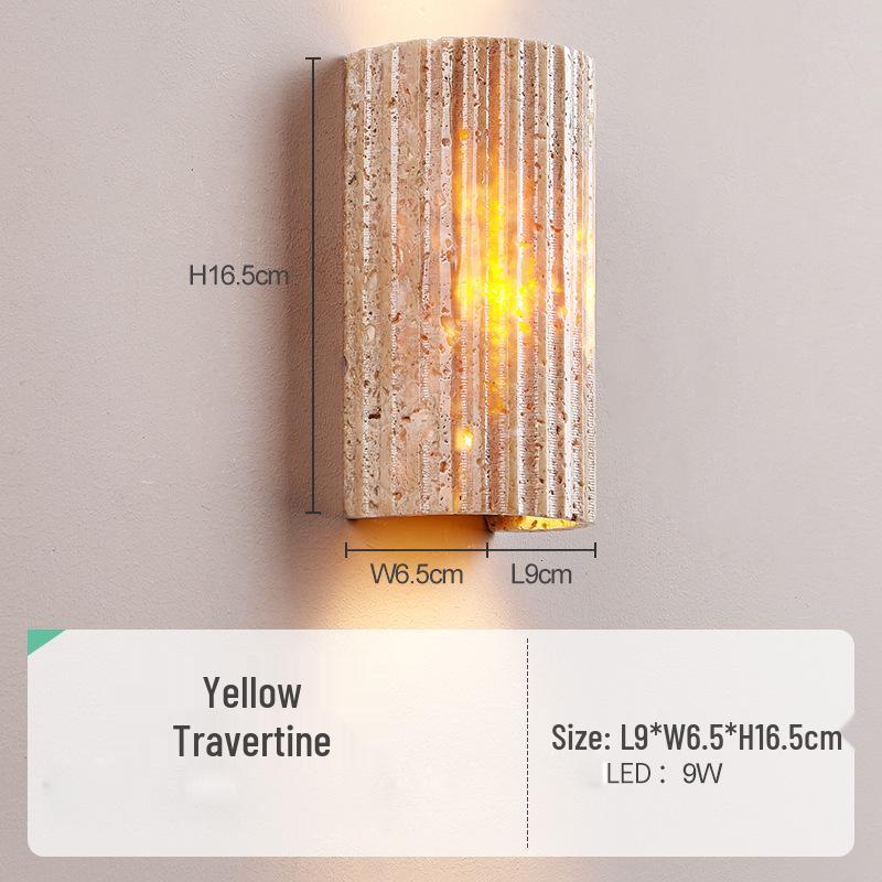 Wabi-sabi Style Yellow Travertine Wall Lamp for Bedroom, Courtyard, or Balcony - Waterproof Outdoor Light.