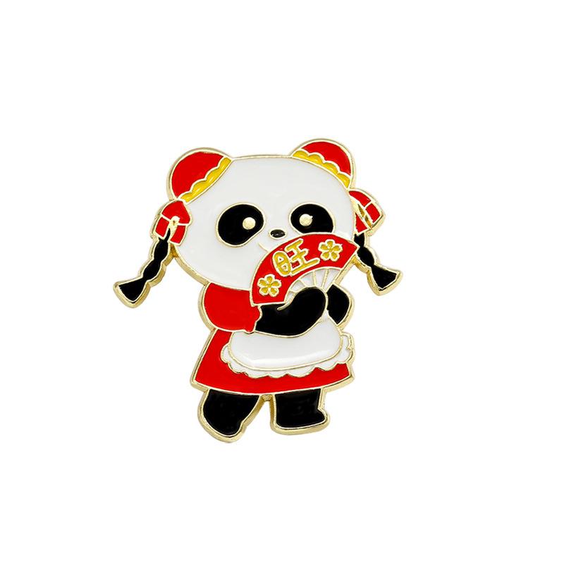 Zinc Alloy Enamel Dropping Brooch, Cute Cartoon Lucky Panda Snake Pattern 2025 Year of the Snake, New Year Festival Decorative Lapel Pin Badge