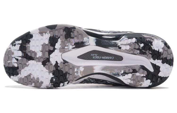 Li Ning Professional Cushioning Abrasion Resistant Support Rebound Low top Badminton Shoes Unisex White Black AYAR015-1