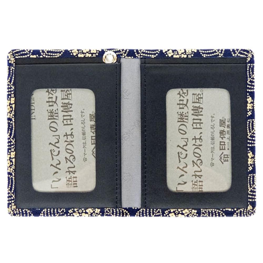 Držák průkazu Inden pro dojíždění 2527 průkazů G námořnická modrá jelení kůže x bílý lak hortenzie vzor xx 07cm průhledná kapsa 2 [Indenya] skládací 10,6 cm