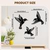 3x Metal Hummingbird Wall Decor Lightweight Crafts Modern Home Hanging Ornaments for Bedroom