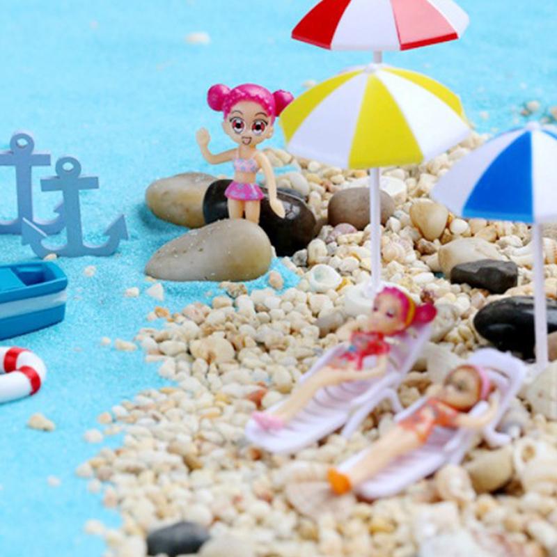Mini Artificial Sunshade Beach Chair Micro Fairy Garden Miniature Doll House