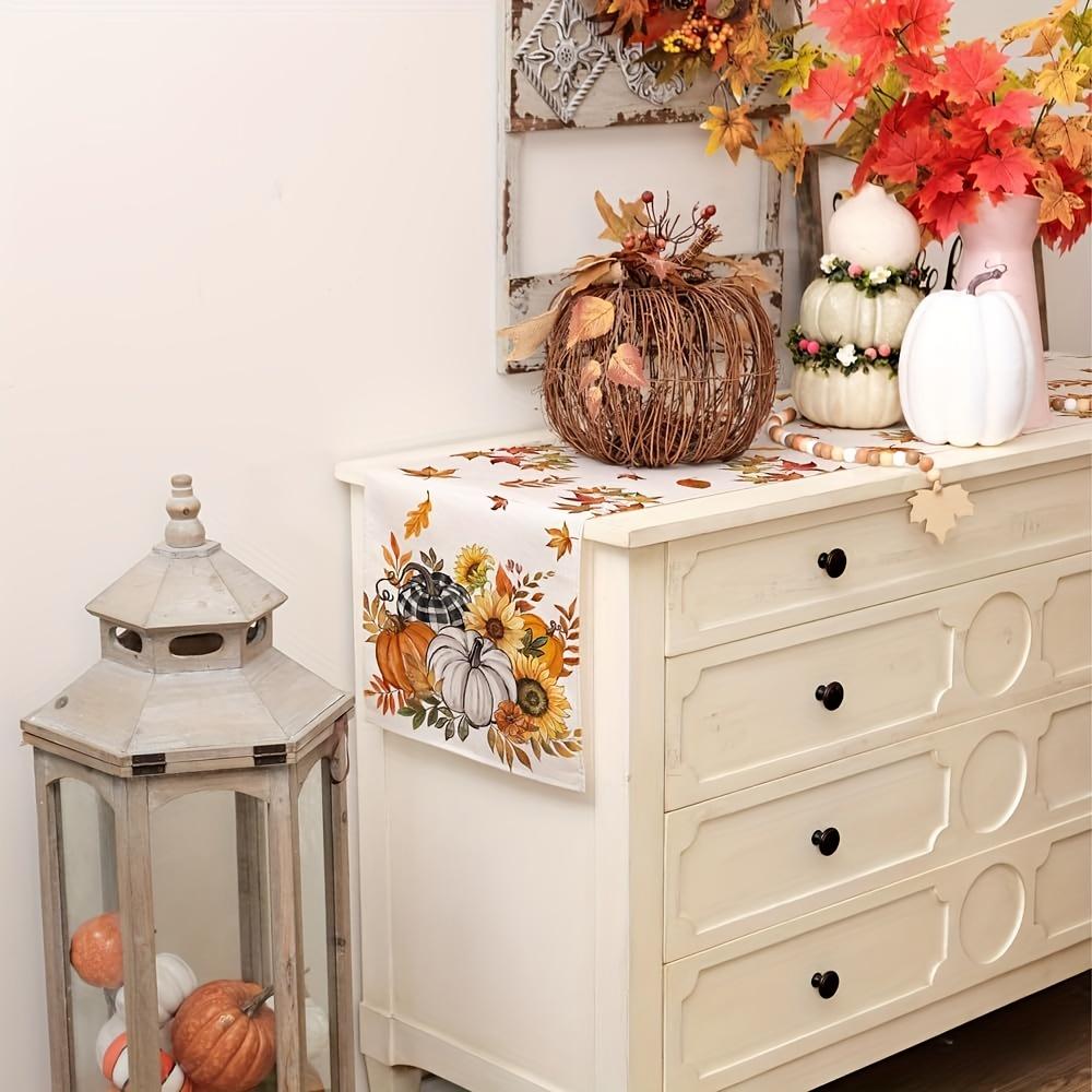 1 Piece Of Autumn Harvest Table Runner, Painted Pumpkin, Sunflower, Fallen Leaves, Suitable For Restaurant, Home, Picnic, Harvest Party, Market Decora