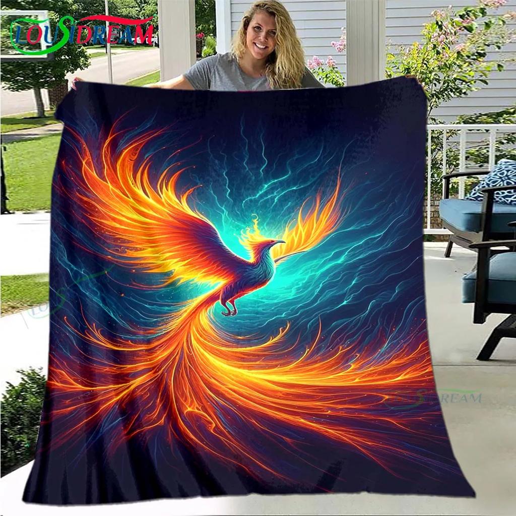 3D Popular Mythical Beast Phoenix Blanket,Flannel Throw Blanket for Home Bedroom Bed Sofa Picnic Office Hiking Leisure Nap Gift