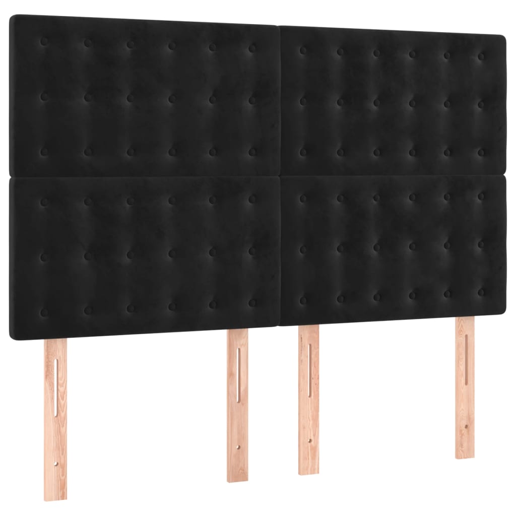 Box Spring Bed with Mattress Black 140 x 190 cm Velvet
