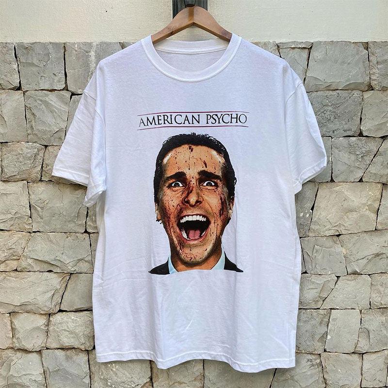 American Psycho Classic Movie Poster Heads Printed T-shirt Short-sleeved for Men and Women, Ret