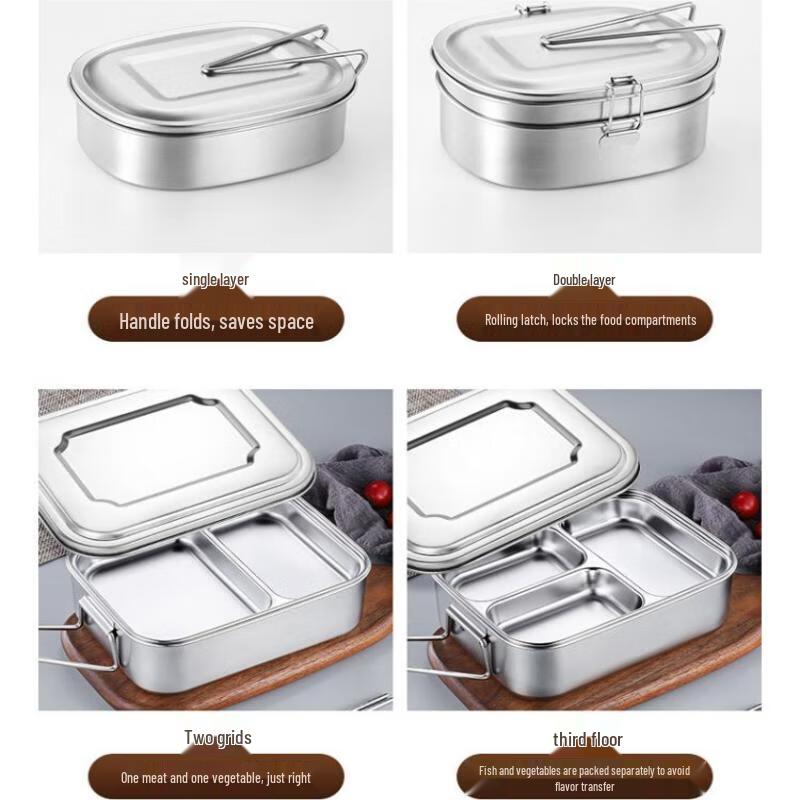 Qianxing 201 Stainless Steel Double-Layer Lunch Box Set