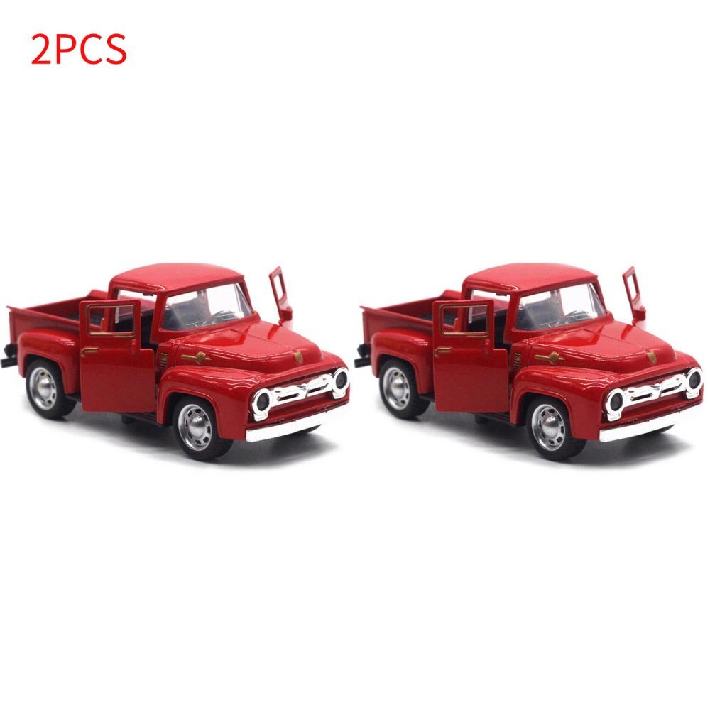 1/32 Red Metal Truck Toy Vintage Red Mini Classic Pickup Truck Kids Children's Christmas New Year Toy Red Metal Truck Toy