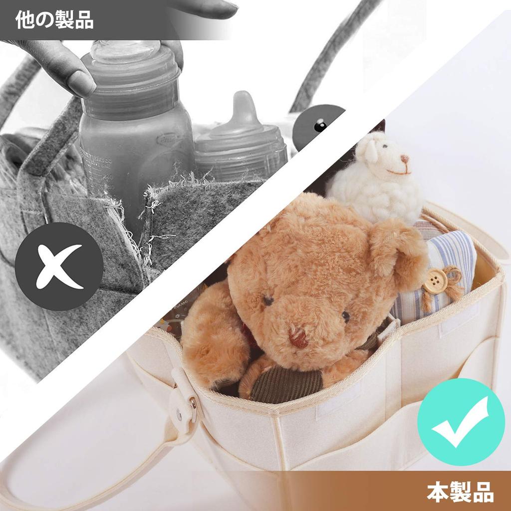 Ciilee Baby Diaper Storage Large Capacity with Detachable Foldable Baby Storage Car Travel Small Lightweight Baby Supplies Organizer Compartments Bag,