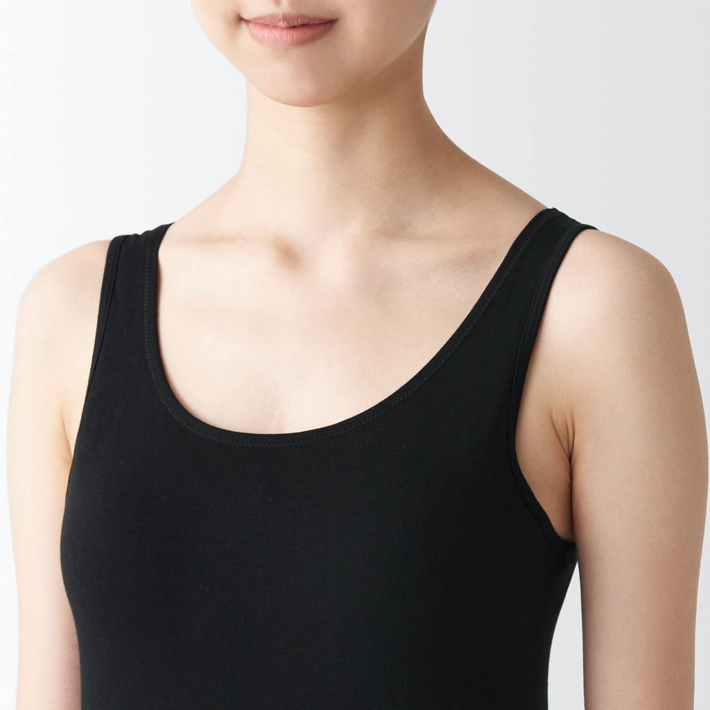 Dámský top s podprsenkou MUJI z hedvábné směsi FCB34A3S, černý, velikost S