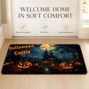 Pretty Happy Halloween Party Floor Mat Cozy Minimalist Flannel Area Rug Anti-Slip Washable Bedroom Living Room Decor