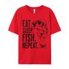 Eat Sleep Fish Repeat Tshirt Vintage Fashionable Party Tees Cotton Tops T Shirts for Men Cosie T Shirt