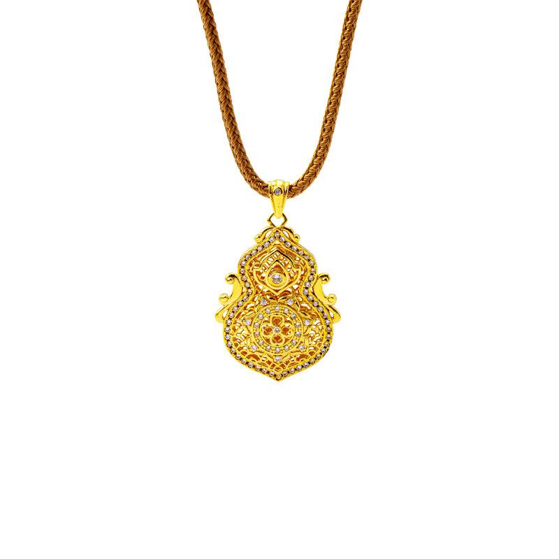Ethnic Style Hollow Filigree Gourd Trendy High-end Jewelry Necklace Pendant
