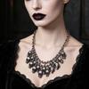 Punk Halloween Skull Necklace Statement Chain Jewelry with Front Drape and Alloy Finish for Concert and Party Outfits Daily