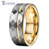 8MM Hammer Wedding Band For Men Women Multi-Faceted Brushed Offset Grooved Finish Nice Gift Jewelry Comfort Fit
