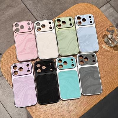 Leather Texture iPhone 17 Pro Max Case with Water Ripple and Snow Mountain Velvet Pattern